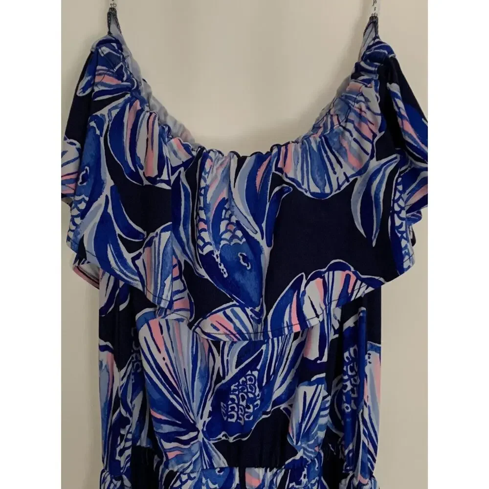 Lilly Pulitzer Aleatha Reel Life Strapless Jumpsuit New Tag Xs Tie Waist Ruffle - Picture 5 of 10